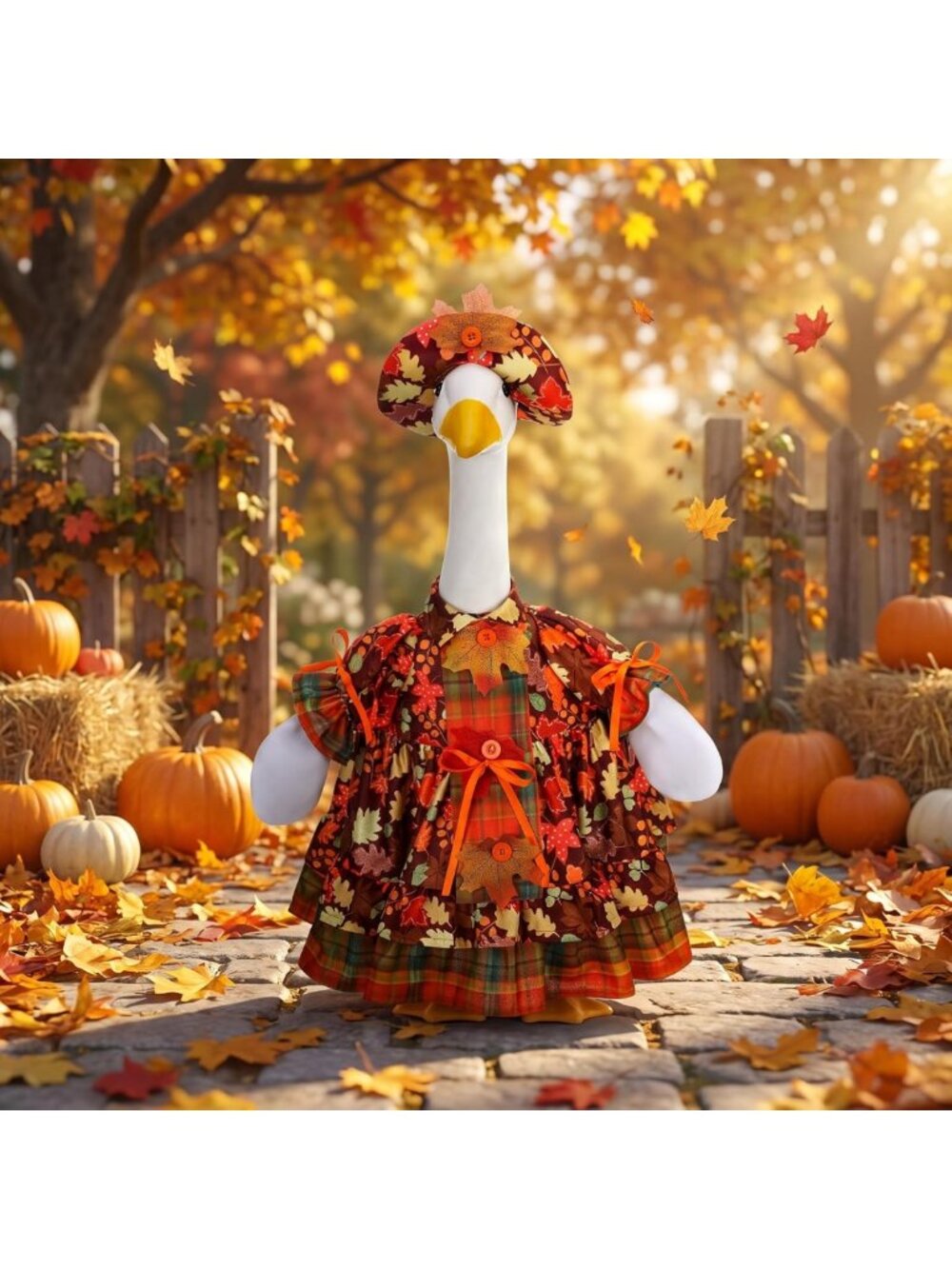 Autumn Maple Goose Costume for Fall Decor | Adorable Porch Outfit
